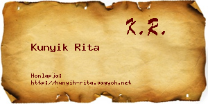 Kunyik Rita névjegykártya